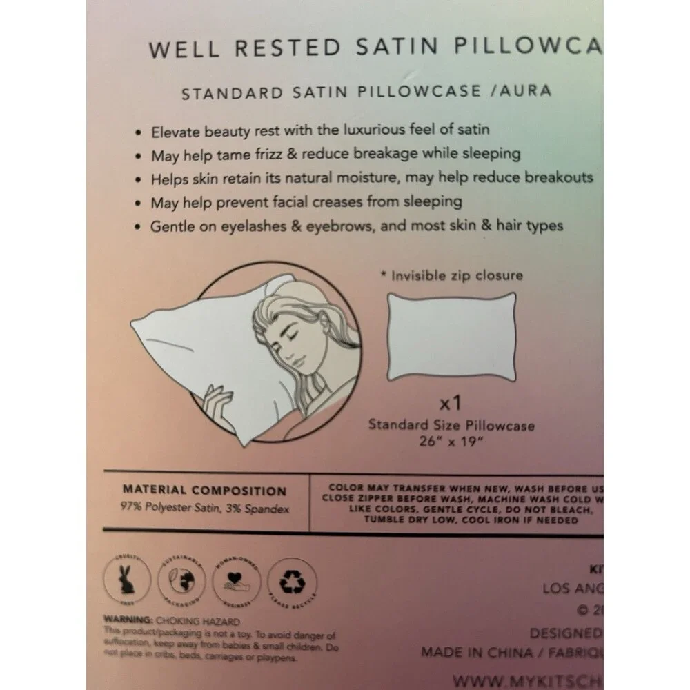 Kit-sch Well Rested Satin Pillowcase Pillow Scrunchie 2 Pc Set Iridescent Aura